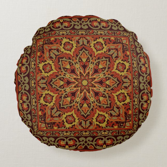 Oriental floral ornament with frame. Pattern with  Round Pillow (Front)