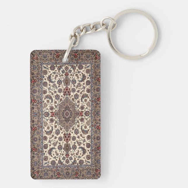Oriental Floral  Persian Carpet  Pattern Keychain (Back)