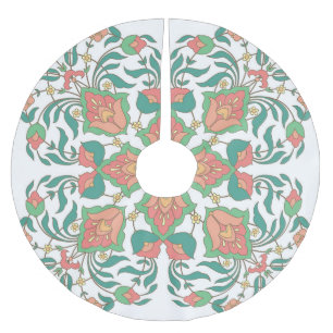 Oriental Floral Vintage Design Brushed Polyester Tree Skirt