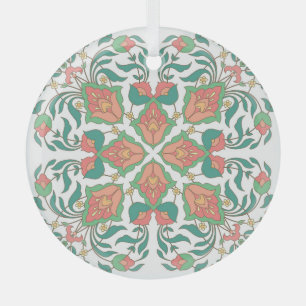 Oriental Floral Vintage Design Glass Ornament