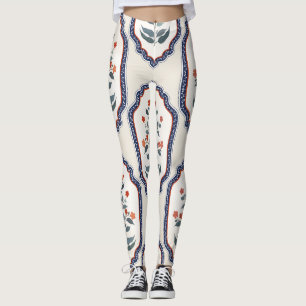 Oriental Flower Branches: Kalamkari Indian. Leggings