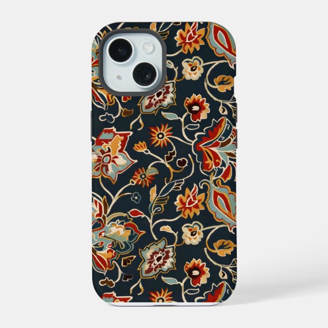Oriental Flower Pattern iPhone 15 Case (Back)