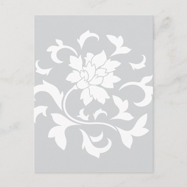 Oriental Flower - Silver Circular Pattern Postcard (Front)