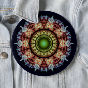 Oriental fractal ornament 6 inch round button