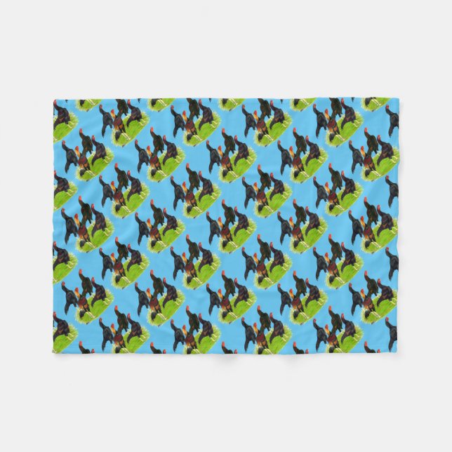 Oriental Game Fowl Quartet Fleece Blanket (Front (Horizontal))