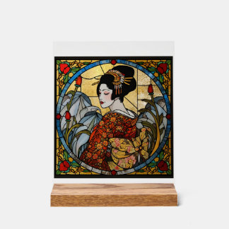 Oriental Geisha Acrylic Stained Glass Wall Art  Sign