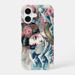 Oriental Geisha Maiko Kanagawa waves temple iPhone 16 Case