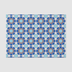 Oriental geometric Moroccan pattern in blue Tissue Paper