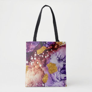 Oriental Golden Swirls Abstract Painting Tote Bag