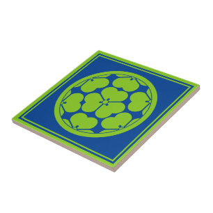 Oriental Green Chosokabe Japan Mon Vector Art Tile
