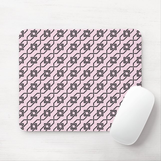 Oriental Grey Pink Japan Yukata Geometric Pattern Mouse Pad (With Mouse)