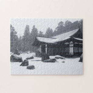 Oriental House in Woods Covered in Snow Jigsaw Puzzle