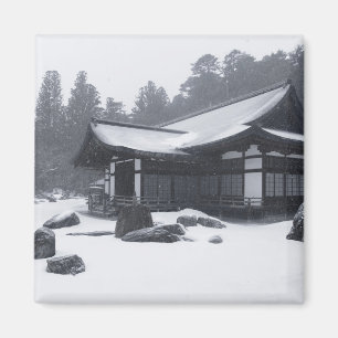 Oriental House in Woods Covered in Snow Magnet