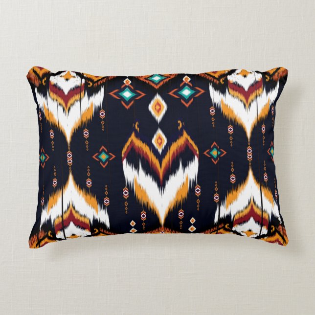 Oriental ikat pattern ethnic seamless pattern trad accent pillow (Front)
