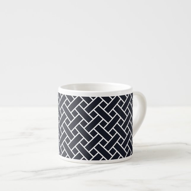 Oriental Indigo Blue White Japan Weaving Pattern Espresso Cup (Front Right)
