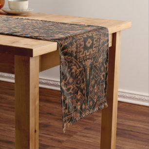 Oriental Indonesian Ikat Star Pattern Short Table Runner