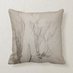 Oriental Japanese Bamboo in Black & White Throw Pillow