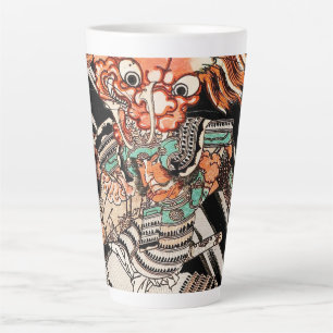 Oriental japanese ukiyo-e samurai portrait art latte mug