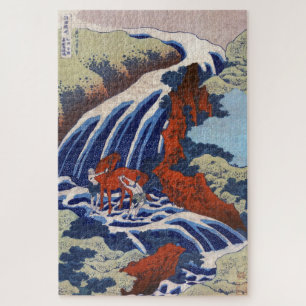 Oriental japanese waterfall ukiyo-e scenery art jigsaw puzzle