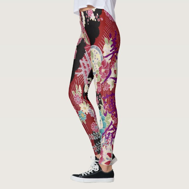 Oriental Kimono Print Leggings (Left)