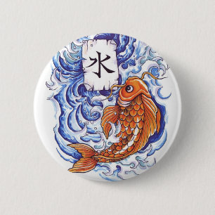 oriental koi 2 inch round button