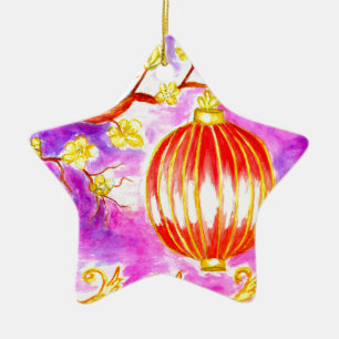 Oriental Lantern Art Ceramic Ornament