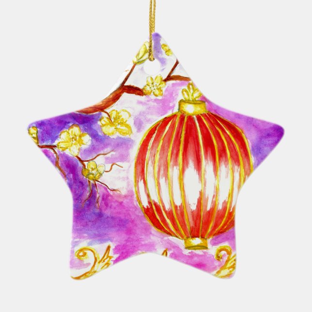Oriental Lantern Art Ceramic Ornament (Front)