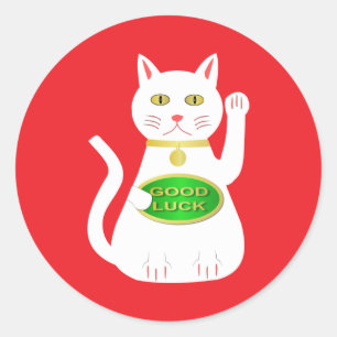 Oriental Lucky Cat Classic Round Sticker