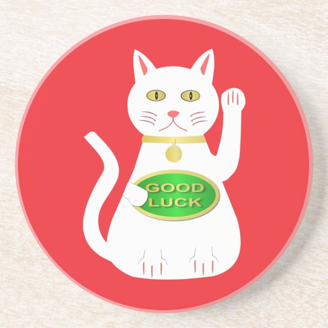Oriental Lucky Cat Coaster (Front)