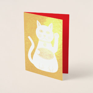 Oriental Lucky Cat Custom Foil Card