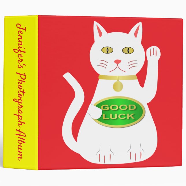Oriental Lucky Cat Custom Photograph Album Binder (Front/Spine)