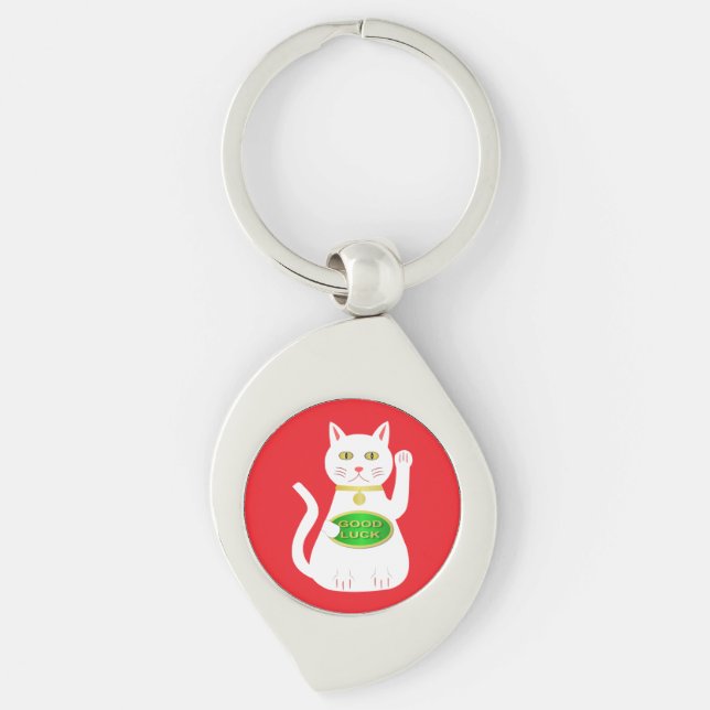 Oriental Lucky Cat Keychain (Front)
