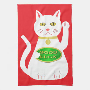 Oriental Lucky Cat Kitchen Towel