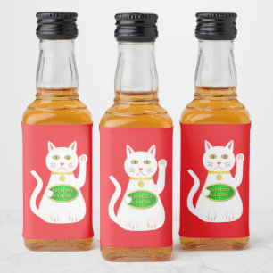 Oriental Lucky Cat Liquor Bottle Label