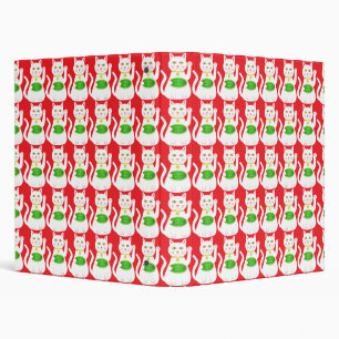 Oriental Lucky Cat Patterned Binder