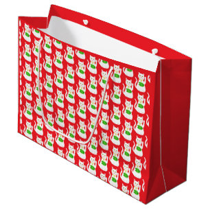 Oriental Lucky Cat Patterned Large Gift Bag