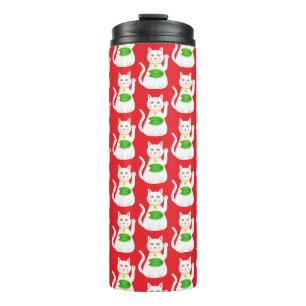 Oriental Lucky Cat Patterned Thermal Tumbler