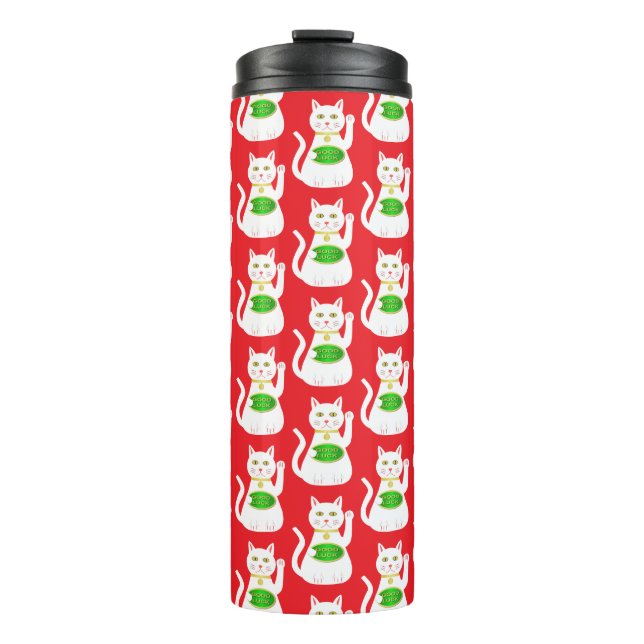 Oriental Lucky Cat Patterned Thermal Tumbler (Front)