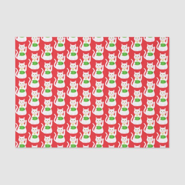 Oriental Lucky Cat Patterned Tissue Paper (Front)