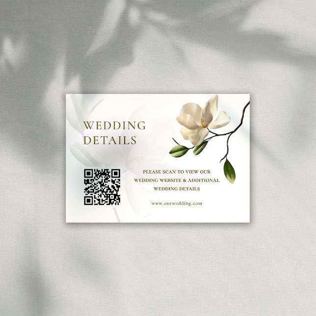 Oriental Magnolia Détails du Mariage Carte de boît (Oriental Magnolia Wedding Details Enclosure Card)