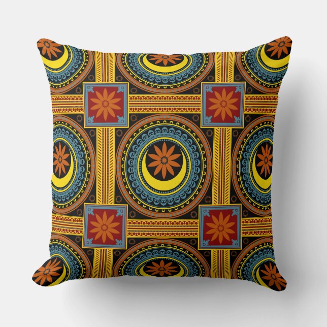 Oriental Mandala Pattern Throw Pillow II (Front)