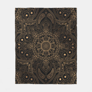 Oriental mandala royal seamless pattern fleece blanket
