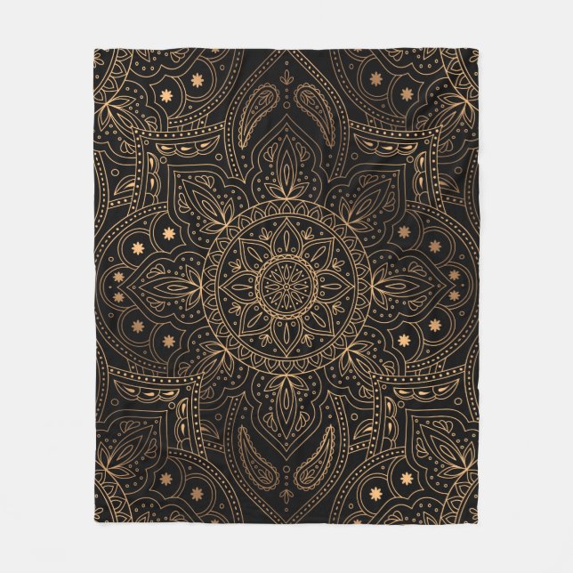 Oriental mandala royal seamless pattern fleece blanket (Front)