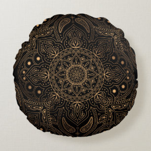 Oriental mandala royal seamless pattern round pillow