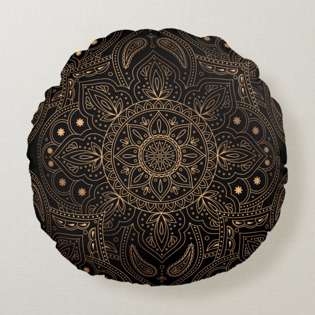 Oriental mandala royal seamless pattern round pillow (Front)