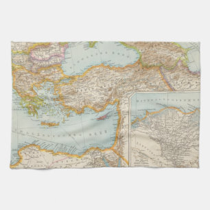 Oriental Mediterranean Map Kitchen Towel