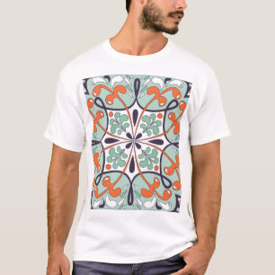 Oriental Moroccan Tile Floral Design T-Shirt
