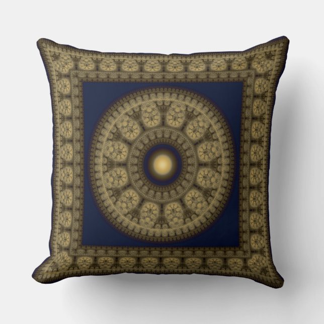 Oriental mosaic framed mandala throw pillow (Front)