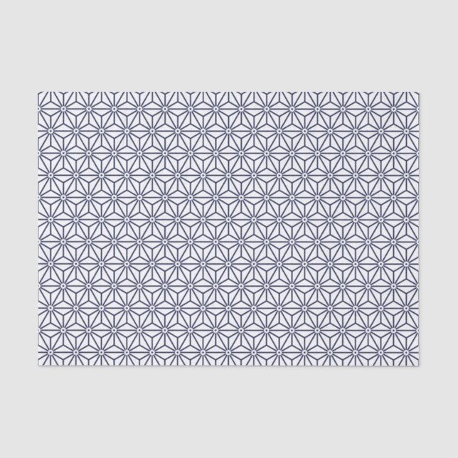 Oriental Navy Blue Asanoha Japan Pattern Tissue Paper (Front)