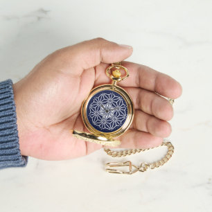 Oriental Navy Blue White Asanoha Japan Pattern Watch